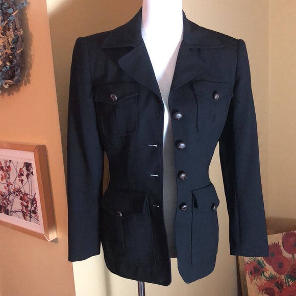 Vintage EXPRESSIONS Size 4 Field Military Inspired Blazer Detailed buttons USA - Picture 3 of 13